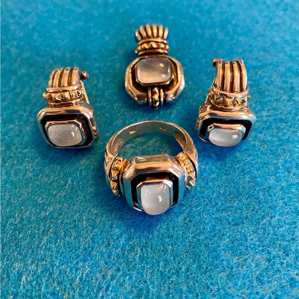BJC Samuel Benham silver and gold Chalcedony set. Very Rare!